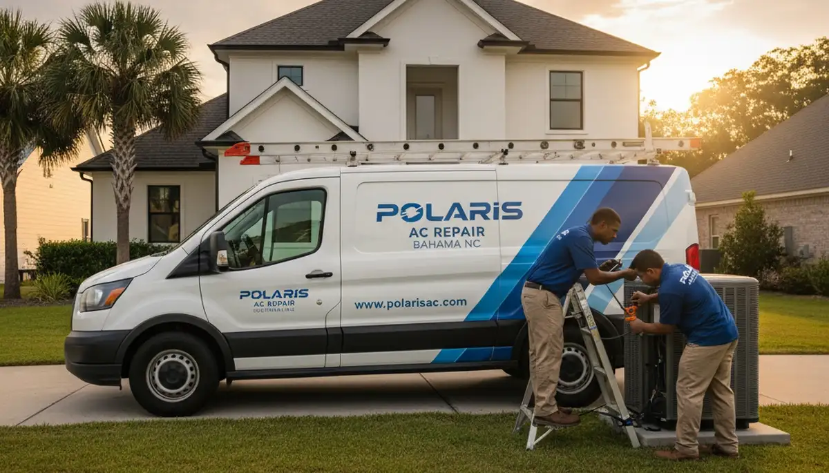 Professional AC repair technician servicing air conditioner unit in Durham, NC