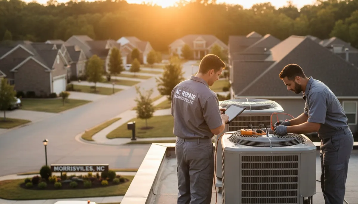 HVAC technician performing residential AC repair service in Durham, NC