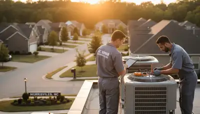 HVAC technician performing residential AC repair service in Durham, NC